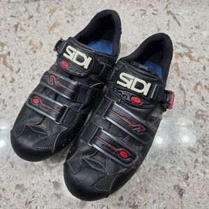 SIDI S-PRO Black Leather Cycling Shoes EU 42 Road Bike Clipless‎ Mens